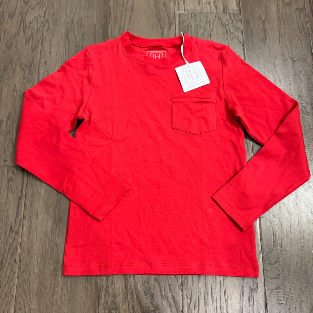 Lila and Hayes Kids Blake T-shirt Red Long Sleeve Top Size 8 NWT